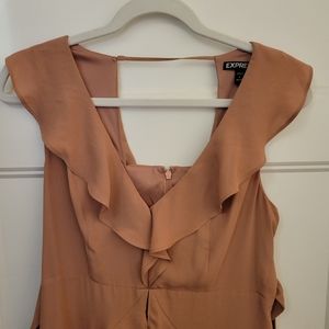 Ruffled chiffon mauve colored knee high dress